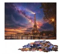 Eiffel Tower Under The Milky Way Puzzle pour Adultes en Bois | Présent de Noël pour passionné : loisir manuel en intérieur à la maison.
