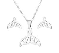 Eiffy Collier avec pendentif en forme de queue de poisson en forme de baleine et origami creux en acier inoxydable pour femme Argenté