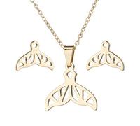 Eiffy Collier avec pendentif en forme de queue de poisson en forme de baleine et origami creux en acier inoxydable pour femme Doré