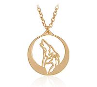 Eiffy Collier avec pendentif rond en forme de loup hurlant avec chaîne pour homme et femme