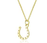 Eiffy Collier fer à cheval porte-bonheur pour femme en acier inoxydable avec lettre U et patte de cheval