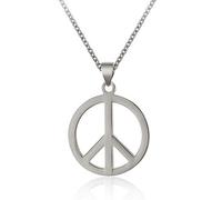 Eiffy Collier rond en acier inoxydable avec pendentif symbole de paix anti-guerre pour homme et femme