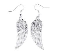 Eiffy Supernatural Boucles d'oreilles pendantes en forme d'aile d'ange gardien pour femme avec cristaux en filigrane