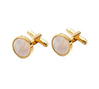 EIFINE Bouton de Manchette Classique en cuivre plaqué Or et Nacre for Homme, Cadeau, Costume de Mariage, Boutons de Chemise