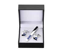 EIFINE Boutons de Manchette Pince à Cravate for épingle à Cravate for Hommes Cadeau Bleu Cristal Pinces à Cravate Boutons de Manchette Pince à Cravate Ensemble