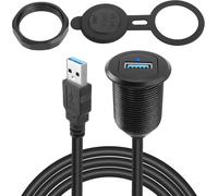 Eifj-5gbps Usb 3.0 Filetée Fixation Embarqué Voiture Étanche Câble Usb 3.0 Mâle À Femelle Panneau Montage Extension Câble,Led,Al Boîtier,Pour Tableaux De Bord Voiture Bateaux Moto,2m/6.5ft