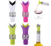Eiflayn Bouchon Bouteille Vin,4 Pièces Silicone Lys Bouchon Vin,Universel Bouchon Bouteille,Réutilisable,Pour la Bière,le Champagne,le Vin
