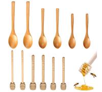Eiflayn Cuillère en Bois,12 Pcs Cuillère à Miel Wooden Spoon,Agitateur en Bois Miel,Cuillère Service en Bois,Pour Mélanger le Café,Lait,Cuillère Bois Faite à Main,Convient pour Cuisine,Salle à Manger