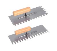 Eiflayn Peigne Carrelage,2 Pièces Taloche Enduit Dents Carrées+Dents Pointues,Acier Inoxydable Lisseuse Enduit avec Poignée Ergonomique,pour Le Lissage de Grandes Surfaces