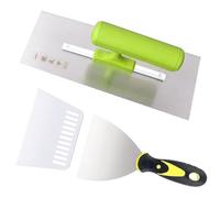 Eiflayn Platoir Enduit,Taloche Enduit Set,avec truelle à plâtre,Spatule Enduit avec poignée ergonomique,Couteau a Enduire pour les travaux de lissage sur de grandes surfaces,240mm x 100mm
