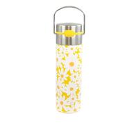 Eigenart LEEZA 11027 Daisy Yellow Gourde isotherme à double paroi en acier inoxydable avec bouchon sport et passoire, sans BPA, 500 ml