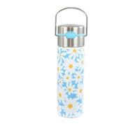 Eigenart LEEZA Daisy Blue 11026 Gourde isotherme à double paroi en acier inoxydable avec bouchon sport et passoire, sans BPA, 500 ml