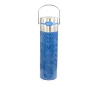 Eigenart LEEZA Geo Blue Gourde isotherme à double paroi en acier inoxydable avec bouchon sport et passoire, sans BPA, 500 ml