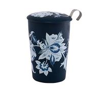 Eigenart Teaeve 80049B Luna Blue Tasse à double paroi en porcelaine avec couvercle et passoire en acier inoxydable sans BPA 350 ml