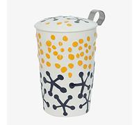 Eigenart Teaeve 80054 Tasse à double paroi en porcelaine, avec couvercle et passoire en acier inoxydable, sans BPA, 350 ml