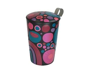 Eigenart Teaeve Cheerful 80061 Gobelet à double paroi en porcelaine avec couvercle et passoire en acier inoxydable, sans BPA, 350 ml