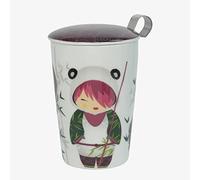 Eigenart Teaeve Little Animals 80056 Tasse à double paroi en porcelaine avec couvercle et passoire en acier inoxydable sans BPA 350 ml