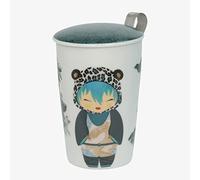 Eigenart Teaeve Little Animals Leo 80058 Gobelet à double paroi en porcelaine avec couvercle et passoire en acier inoxydable, sans BPA, 350 ml