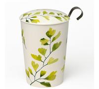 Eigenart - Tisanière “Ginkgo” 330 ml - Porcelaine Double Paroi - Filtre Inox Maillage Fin & Couvercle Isotherme - Design Botanique Zen & Coffret Cadeau