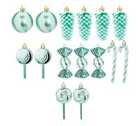 Eighosee 15 Pièces de Décorations de Noël sur Le Thème des Bonbons de Noël, Ensemble de Décorations pour Arbre de Noël, Décorations Festives pour, A