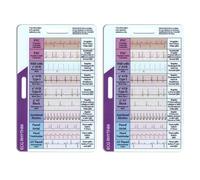 Eighosee 2 Cartes de Poche pour Rythme ECG/EKG, Carte D'Interprétation Du Rythme ECG Double Face, Cartes de Poche pour Fréquence ECG, Étriers EKG