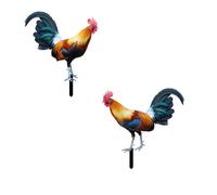 Eighosee 2 Pièces Acrylique Coloré Coq Piquets de Pelouse en Plein Air Ferme Jardin Animaux Poulet Statues Cour Art Décor Pieu Coq