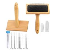 Eighosee 2 PièCes Cardeurs de Laine, Cardeurs à Main pour Feutrage à L'Aiguille de Laine Brosse Cardeurs de Laine en Bois Feutrage à L'Aiguille avec Aiguille à Laine