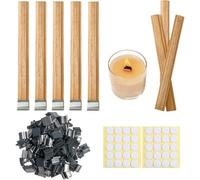 Eighosee 200 Ensembles de Bougies en Bois à Double Couches Mèches de 5,1x0,5 Pouces de Bougie pour Fabrication de Bougies, Mèche de Bougie en Bois