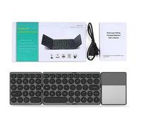Eighosee Clavier Bluetooth pliable à 3 touches 64 touches - Ultra-fin - Pour bureau, téléphone, tablette - Avec pavé tactile - Gris