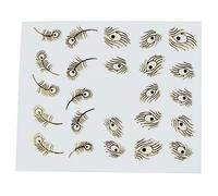 Eighosee Dame plume de paon or ongle Autocollants Stickers Nail Art