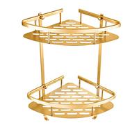 Eighosee Étagère de salle de bain dorée - Panier de douche - Rangement mural pour shampooing