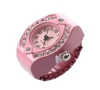 Eighosee Femmes Rose Alliage Quartz Montre a Bague de Poche Montre a Anneau de Strass Cadran Rond