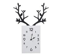 Eighosee Horloge murale rectangulaire en bois de style nordique pour chambre, magasin, blanc