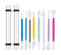 Eighosee Kit D'Outils pour Argile Polymère, Rouleau Acrylique avec Anneaux D'Épaisseur, Outils de Sculpture sur Argile, pour L'Artisanat D'Art en Argile à Séchage à L'Air Libre