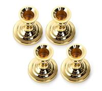 Eighosee Lot de 4 Bougeoirs Coniques Dorés, Bougeoirs Courts et Fins en Fer de 7,6 cm, Bougeoirs Nains Vintage en Métal