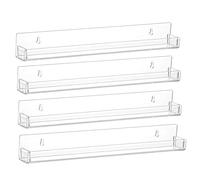 Eighosee Lot de 4 Étagères Murales pour Vernis à Ongles, Support de Vernis à Ongles en Acrylique Transparent avec Insert Antidérapant Amovible