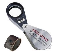 Eighosee Loupe grossissante x10 triple lentille avec 6 LED UV 21 mm pour , pièces de monnaie, etc
