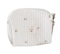 Eighosee Maman Sac à BandoulièRe Fermeture éClair Broderie Mignon Couleur CrèMe Maman Sac Sortie Poussette à Couches A