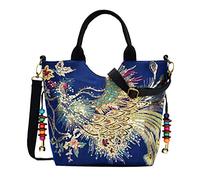 Eighosee Sac Fourre-Tout de Paon Dames Brodé de Brillant Sac à BandoulièRe Marchandait RéTro Perles Sac Fourre-Tout Bleu ChaîNe