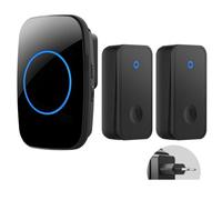 Eighosee Sonnette Sans Auto-Alimentée, Sans Batterie, Étanche, pour Enfants, Personnes Âgées, Appelant, 2 Boutons, 1 Récepteur, Prise UE