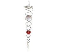 Eighosee Stabilisateur de Fileur de Vent à Queue en Spirale de Boule de Regard Rouge, Spirale Décorative, Fileur de Vent en Spirale, Décoration de Jardin
