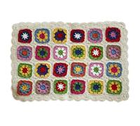 Eighosee Tapis de au Crochet Tricoté à la Main Grandma Daisy Nappe Décorative de Style Campagnard Accessoires de Décoration pour
