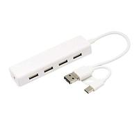 Eighosee USB 2.0 + USB 3.1 type C - Double prise vers USB 2.0 4 ports HUB blanc