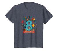 Eight is My New Favorite Number Cadeau d'anniversaire T-Shirt, Enfant, Bleu Chiné, 2 Ans