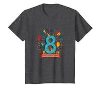 Eight is My New Favorite Number Cadeau d'anniversaire T-Shirt, Enfant, Chiné Foncé, 2 Ans