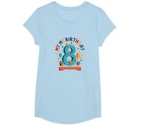 Eight is My New Favorite Number Cadeau d'anniversaire T-Shirt, Fille, Bleu Céleste, XS