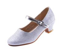 EIGHT KM Chaussure à Talon Fille de Princesse Ballerine Mariage pour Enfant Fille EKM7015 Paillettes Minerva Argent 36