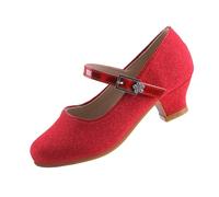 EIGHT KM Chaussure à Talon Fille de Princesse Ballerine Mariage pour Enfant Fille EKM7015 Scintillait Briller Minerva Rouge 36