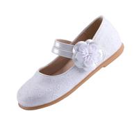 EIGHT KM - Chaussures de ballerines pour enfant fille - Mary Jane Appartements - Chaussures de mariage de princesse, Camellia Cœur Blanc, 28 EU