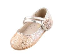 EIGHT KM Chaussures habillées pour Tout-Petites Filles Mary Jane Princesse Mariage Ballerines EKM7063 Paillettes Scintillantes Fleur Camélia Or progressif Taille UE 30